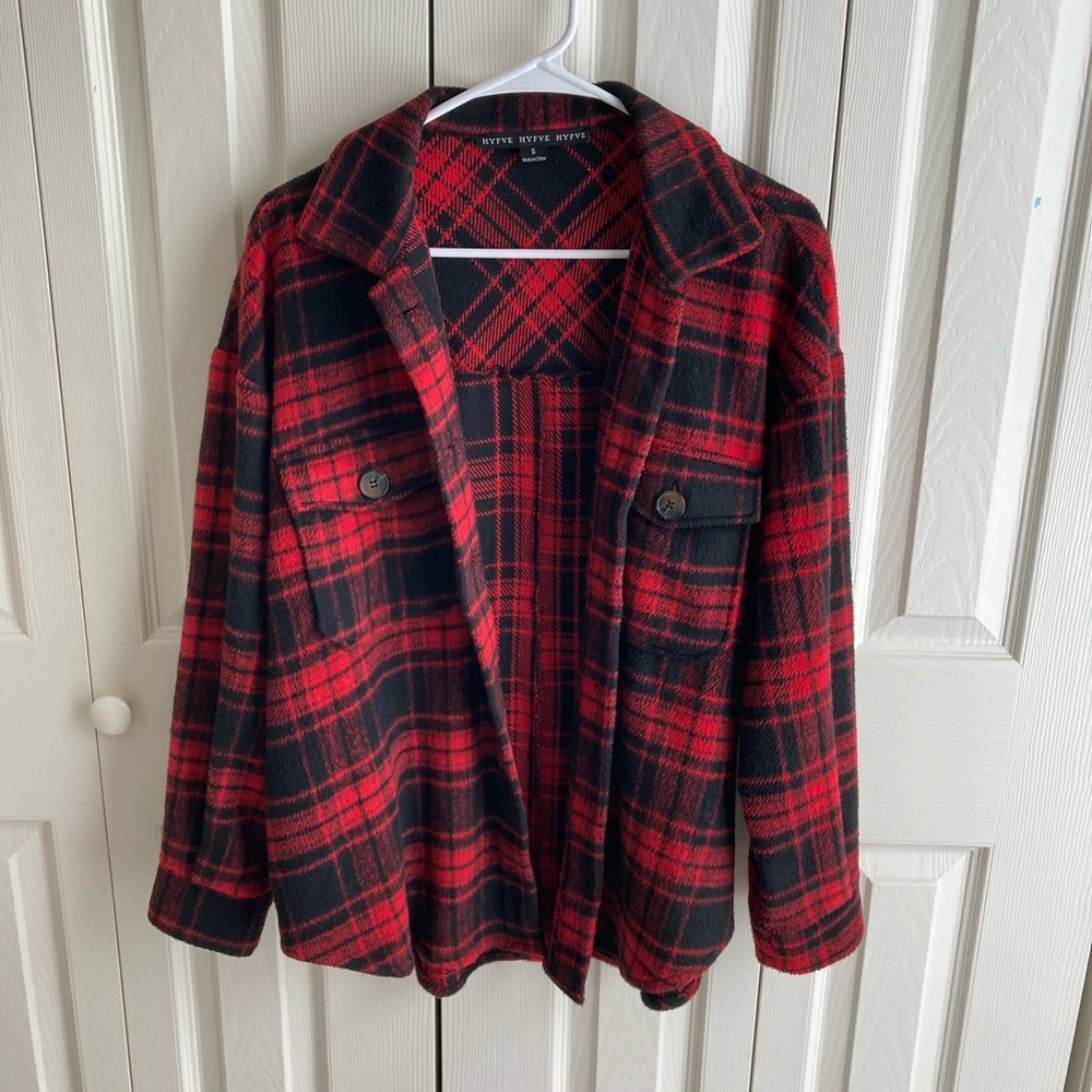 Red plaid shacket